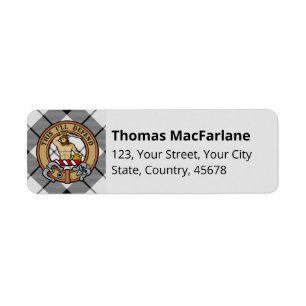 Clan MacFarlane Black and White Tartan Label