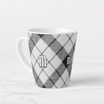 Clan MacFarlane Black and White Tartan Latte Mug