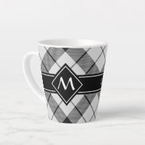 Clan MacFarlane Black and White Tartan Latte Mug