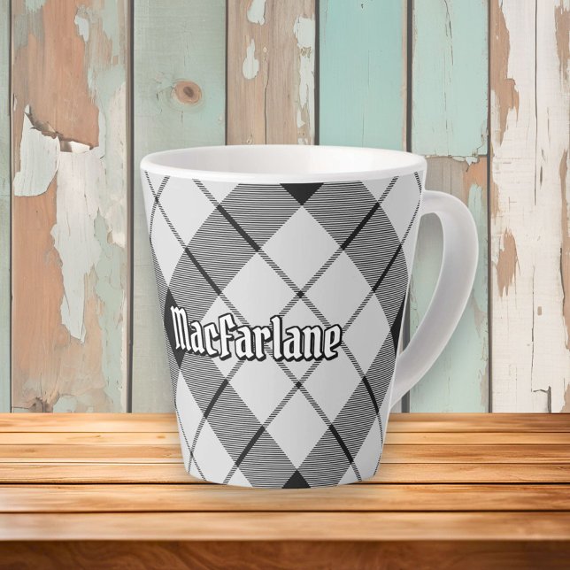 Clan MacFarlane Black and White Tartan Latte Mug (Creator Uploaded)