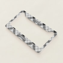 Clan MacFarlane Black and White Tartan License Plate Frame