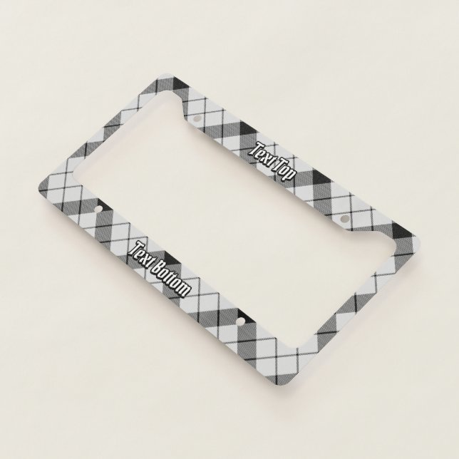 Clan MacFarlane Black and White Tartan License Plate Frame (3/4)