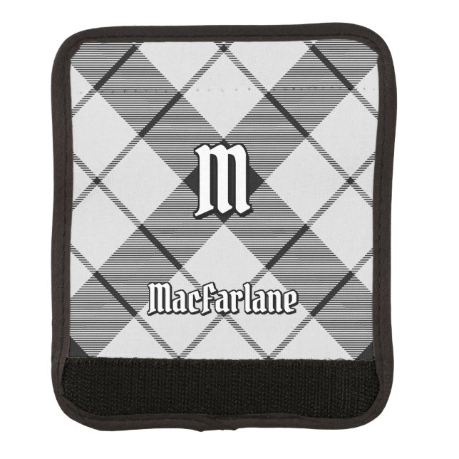 Clan MacFarlane Black and White Tartan Luggage Handle Wrap (Front)