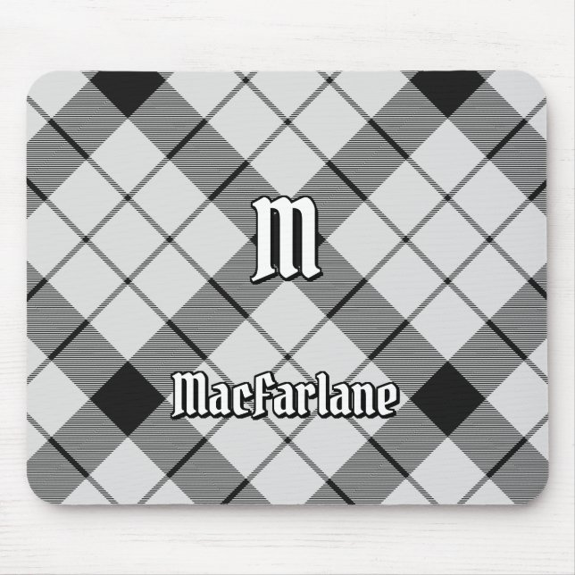 Clan MacFarlane Black and White Tartan Mouse Pad (Front)