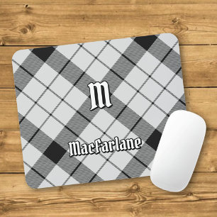 Clan MacFarlane Black and White Tartan Mouse Pad