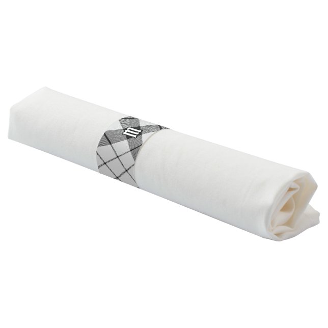 Clan MacFarlane Black and White Tartan Napkin Bands (Angled)