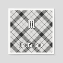 Clan MacFarlane Black and White Tartan Napkins