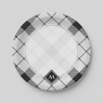 Clan MacFarlane Black and White Tartan Paper Plates