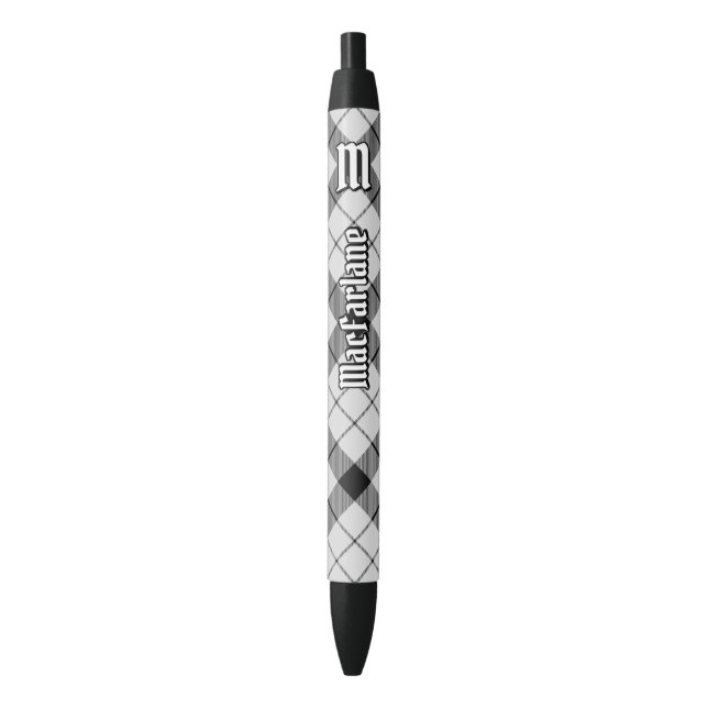Clan MacFarlane Black and White Tartan Pen (Front Vertical)