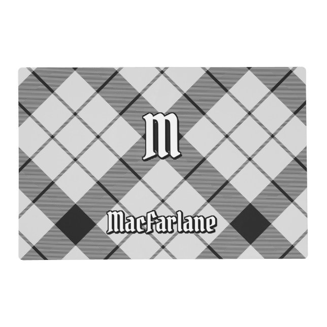 Clan MacFarlane Black and White Tartan Placemat (Front)