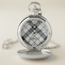 Clan MacFarlane Black and White Tartan Pocket Watch