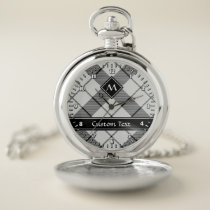 Clan MacFarlane Black and White Tartan Pocket Watch