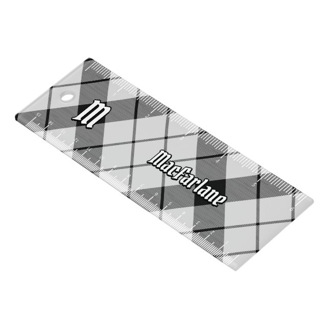 Clan MacFarlane Black and White Tartan Ruler (Angled)