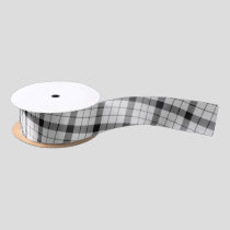 Clan MacFarlane Black and White Tartan Satin Ribbon