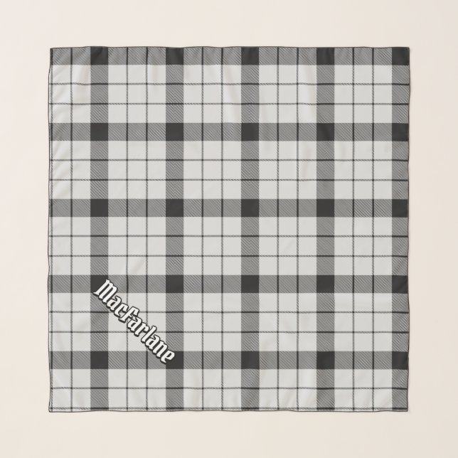 Clan MacFarlane Black and White Tartan Scarf (Front (Horizontal))