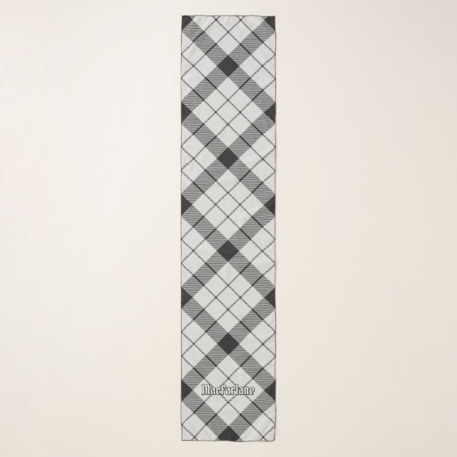 Clan MacFarlane Black and White Tartan Scarf (Front)
