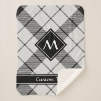 Clan MacFarlane Black and White Tartan Sherpa Blanket