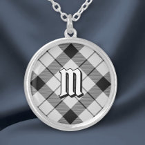 Clan MacFarlane Black and White Tartan Silver Plated Necklace