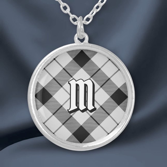 Clan MacFarlane Black and White Tartan Silver Plated Necklace (Creator Uploaded)