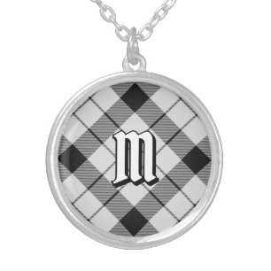Clan MacFarlane Black and White Tartan Silver Plated Necklace