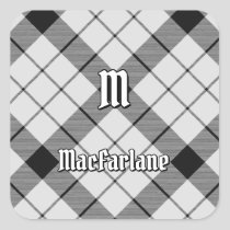 Clan MacFarlane Black and White Tartan Square Sticker