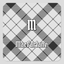 Clan MacFarlane Black and White Tartan Square Sticker