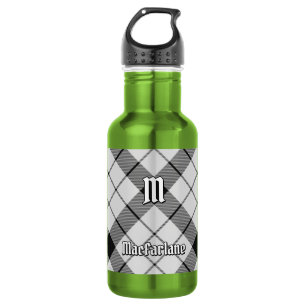 Clan MacFarlane Black and White Tartan Stainless Steel Water Bottle