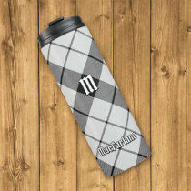 Clan MacFarlane Black and White Tartan Thermal Tumbler