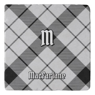 Clan MacFarlane Black and White Tartan Trivet