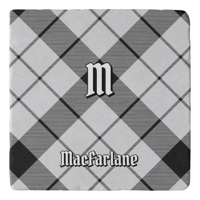 Clan MacFarlane Black and White Tartan Trivet (Front)