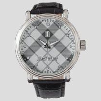 Clan MacFarlane Black and White Tartan Watch