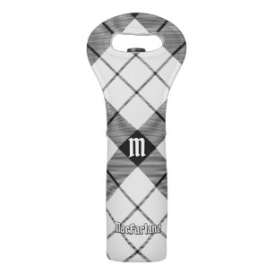 Clan MacFarlane Black and White Tartan Wine Bag