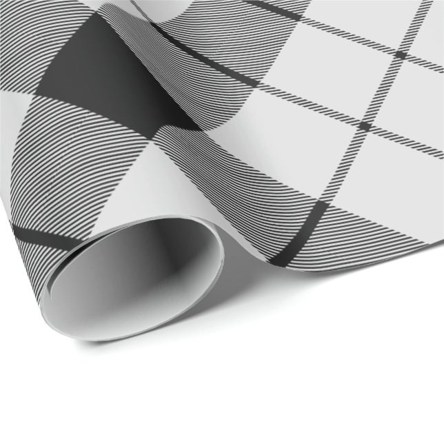 Clan MacFarlane Black and White Tartan Wrapping Paper (Roll Corner)