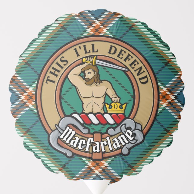 Clan MacFarlane Crest over Ancient Hunting Tartan Balloon (Front)