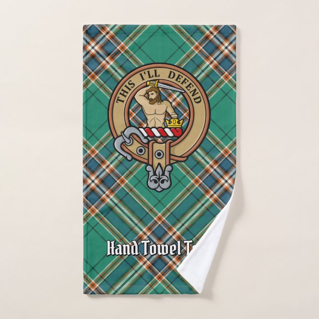 Clan MacFarlane Crest over Ancient Hunting Tartan Bath Towel Set (Hand Towel)