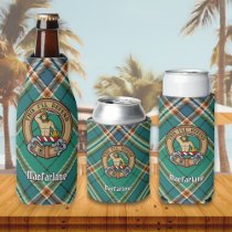 Clan MacFarlane Crest over Ancient Hunting Tartan Bottle Cooler