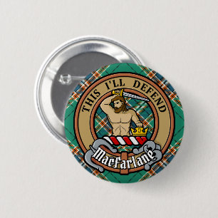 Clan MacFarlane Crest over Ancient Hunting Tartan Button