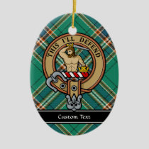 Clan MacFarlane Crest over Ancient Hunting Tartan Ceramic Ornament