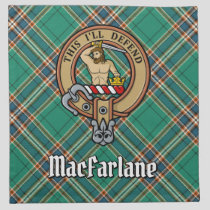 Clan MacFarlane Crest over Ancient Hunting Tartan Cloth Napkin