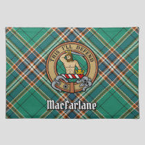 Clan MacFarlane Crest over Ancient Hunting Tartan Cloth Placemat