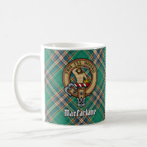 Clan MacFarlane Crest over Ancient Hunting Tartan Coffee Mug