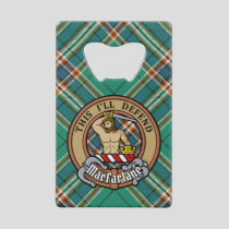 Clan MacFarlane Crest over Ancient Hunting Tartan Credit Card Bottle Opener