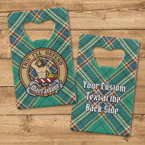 Clan MacFarlane Crest over Ancient Hunting Tartan Credit Card Bottle Opener