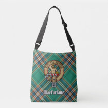 Clan MacFarlane Crest over Ancient Hunting Tartan Crossbody Bag