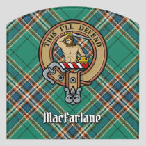 Clan MacFarlane Crest over Ancient Hunting Tartan Door Sign