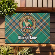Clan MacFarlane Crest over Ancient Hunting Tartan Doormat