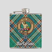 Clan MacFarlane Crest over Ancient Hunting Tartan Flask