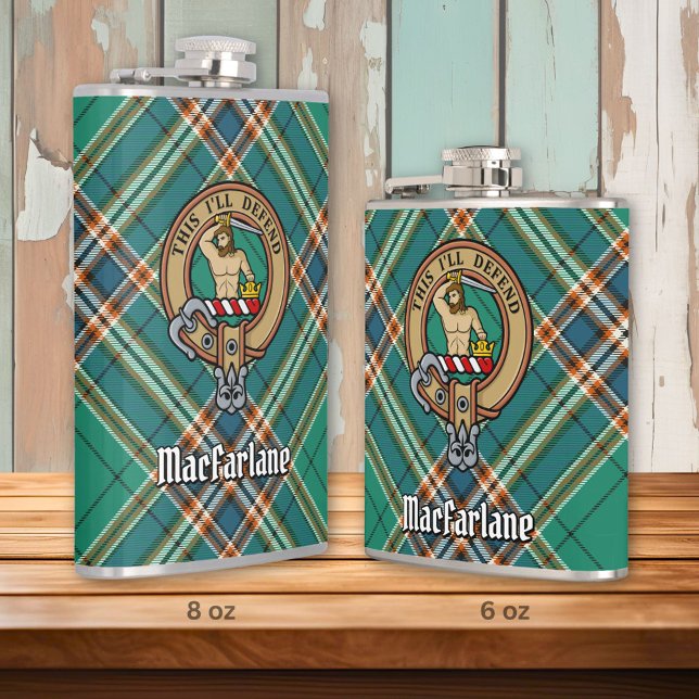 Clan MacFarlane Crest over Ancient Hunting Tartan Flask (Creator Uploaded)