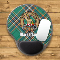 Clan MacFarlane Crest over Ancient Hunting Tartan Gel Mouse Pad