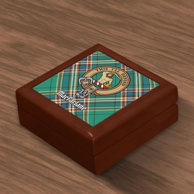 Clan MacFarlane Crest over Ancient Hunting Tartan Gift Box (Creator Uploaded)